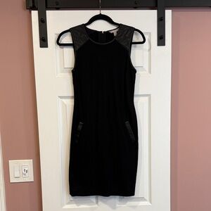 Banana Republic Black Quilted Shoulder Midi Dress